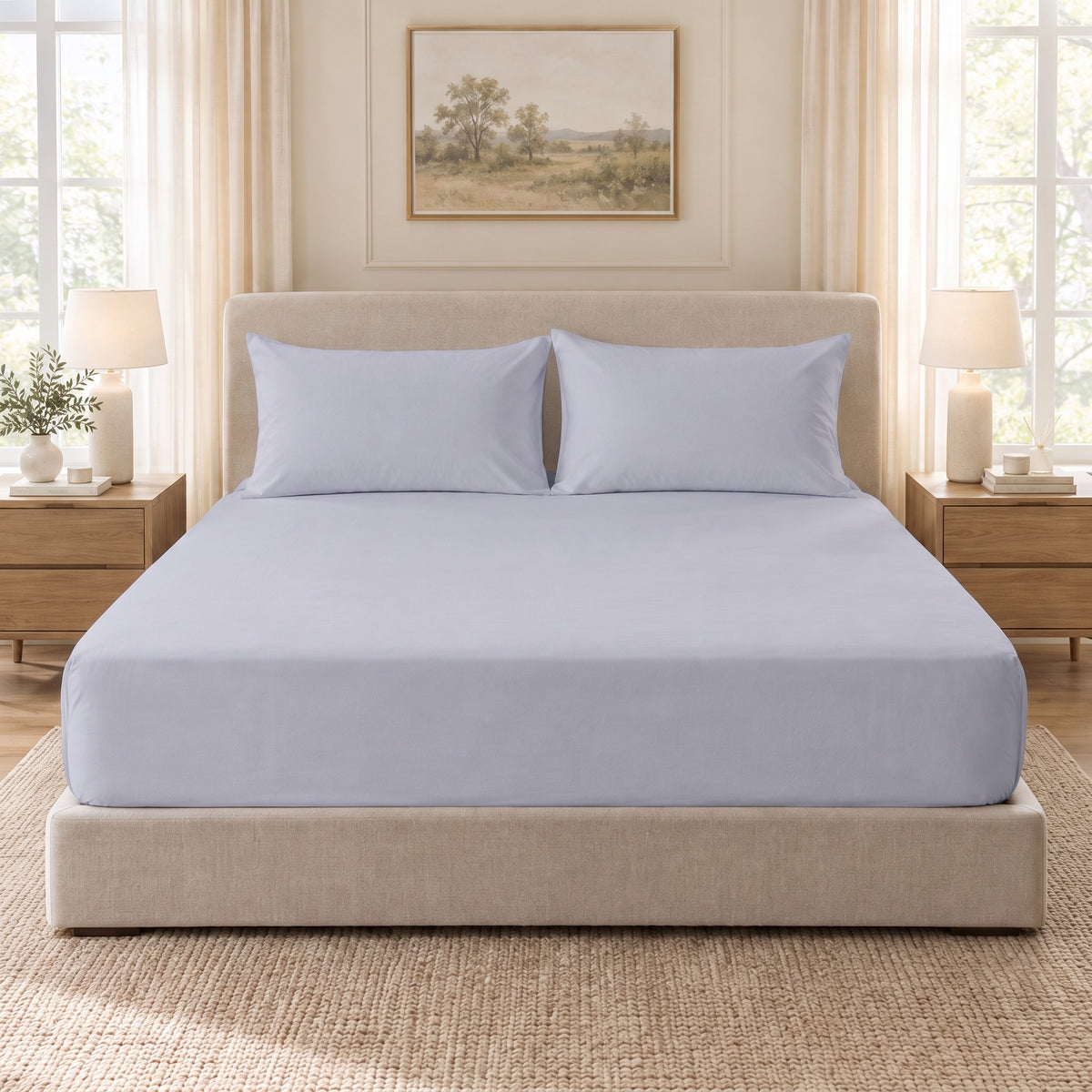 Silver Egyptian Cotton Fitted Sheet Set