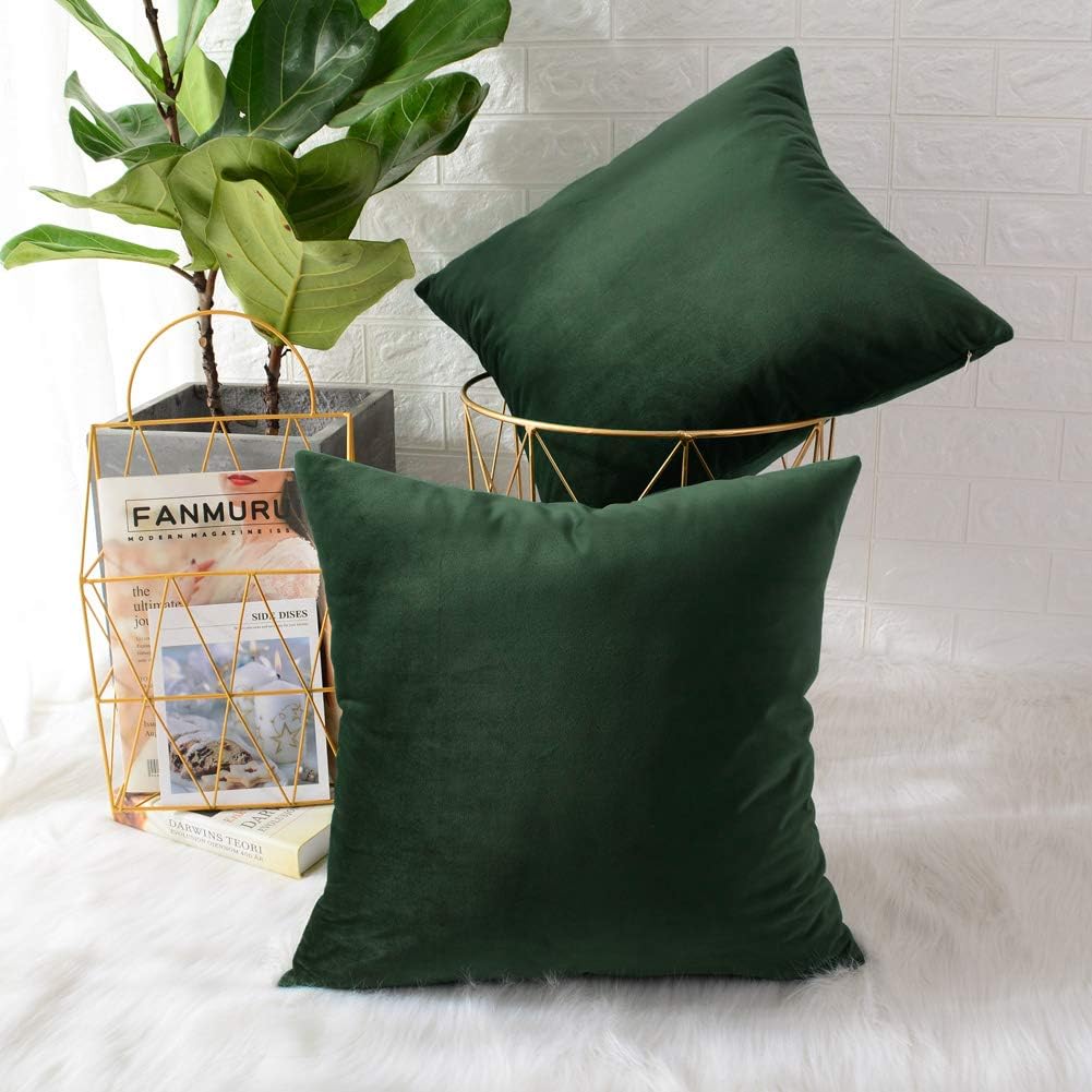 Pack of 2 Velvet Plain Decorative Cushions - 99 Bedding Store