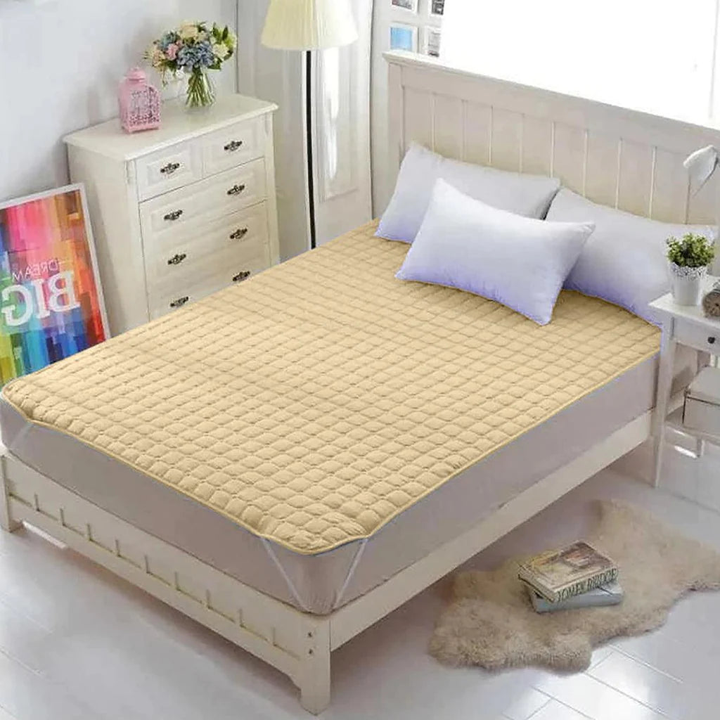 Quilted Waterproof Mattress Pad - Beige - 99 Bedding Store