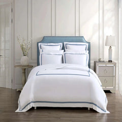 Grey Framed Bamboo Cotton Satin Duvet Set White - 99 Bedding Store