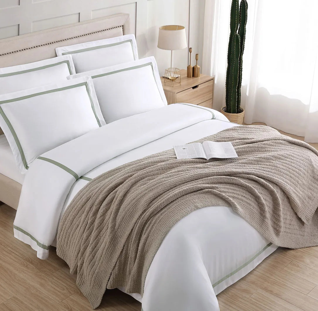 White And Sage Luxury Multi Box Egyptian Cotton Duvet Set - 99 Bedding Store