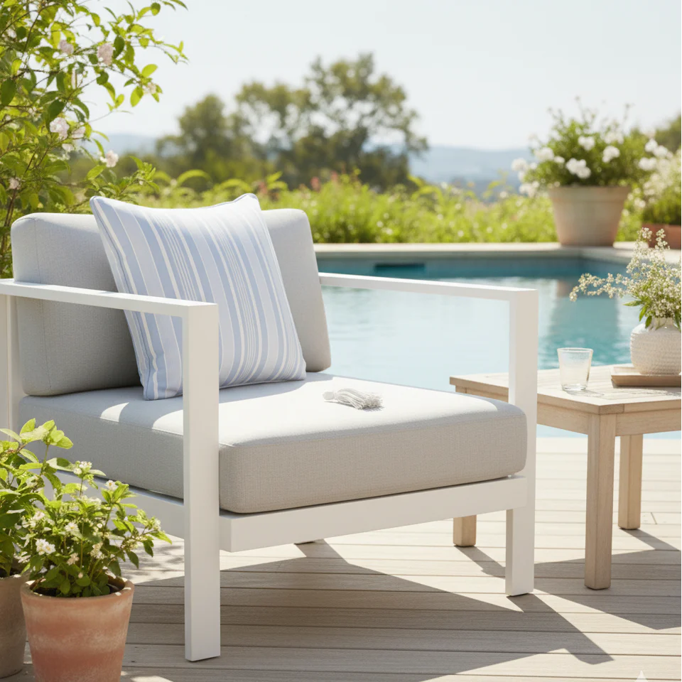 Waterproof Printed Cushion Cover- Blue Stripe