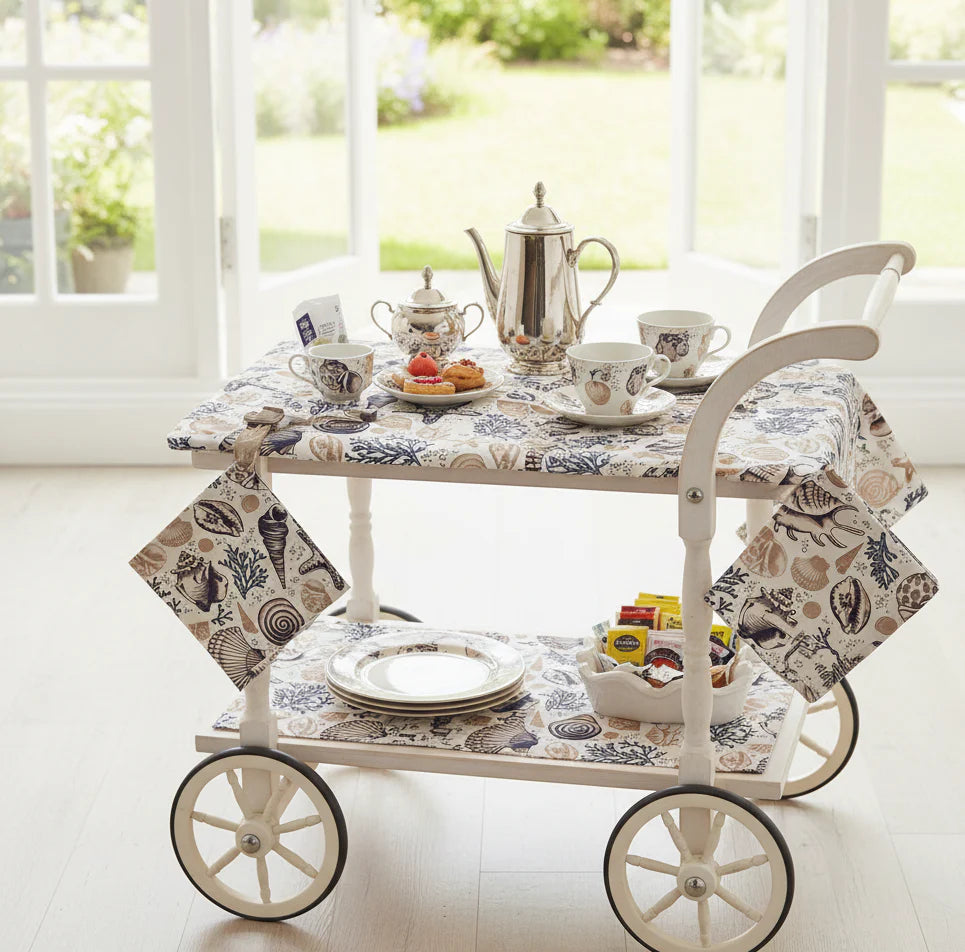 Waterproof Tea Trolley 9 Pcs Set - Sea Shell