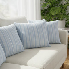 Waterproof Printed Cushion Cover- Blue Stripe