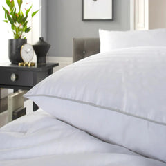 Luxury Satin Stripe 400 TC Duvet Cover Set with Silver Piping