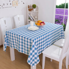 Waterproof Decorative Printed Cotton Table cover -Blue Check - 99 Bedding Store