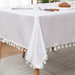 Decorative Tablecloth With Tassel - White - 99 Bedding Store