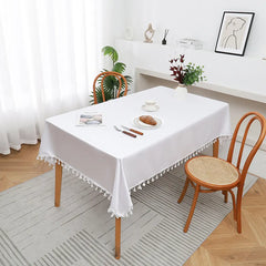 Decorative Tablecloth With Tassel - White - 99 Bedding Store