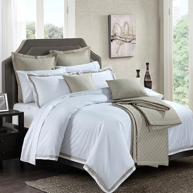 300 TC Satin Harvest Duvet Cover Set -White - 99 Bedding Store