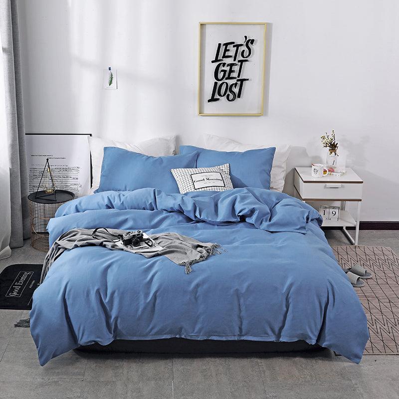 Plain Dyed Duvet Cover Set-Deep Blue - 99 Bedding Store