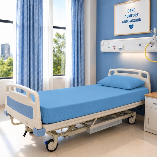Hospital Cotton Fitted Sheets - Blue