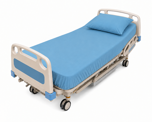 Hospital Cotton Fitted Sheets - Blue