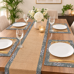 Jute Dinning Set With Printed Border-