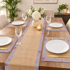 Jute Dinning Set With Printed Border-