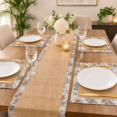 Jute Dinning Set With Printed Border-