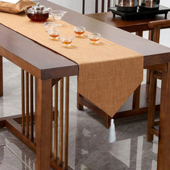 Jute Table Runner With Tesal - Beige