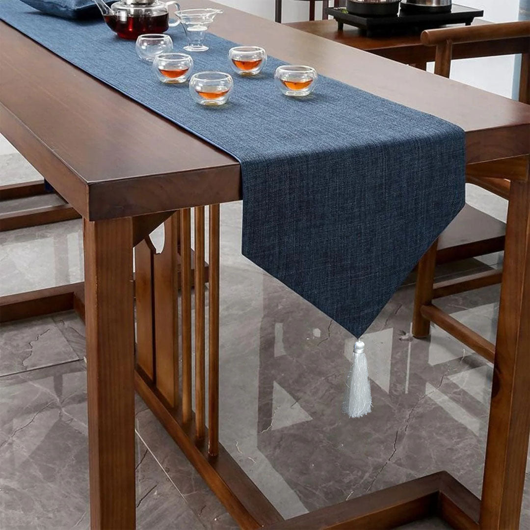 Jute Table Runner With Tesal - Navy