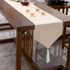 Jute Table Runner With Tesal - Off White