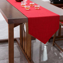 Jute Table Runner With Tesal - Red