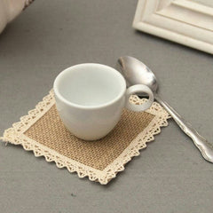 Jute Tolley Mat Set With Cute Lace and Flowers-