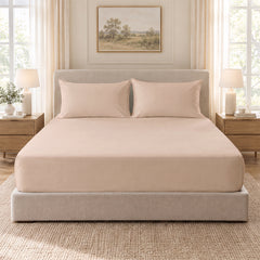 Beige Egyptian Cotton Fitted Sheet Set