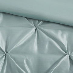Diamond Pintuck With Piping Cotton Satin Duvet Cover Set - SeaFoam