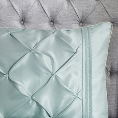 Diamond Pintuck With Piping Cotton Satin Duvet Cover Set - SeaFoam