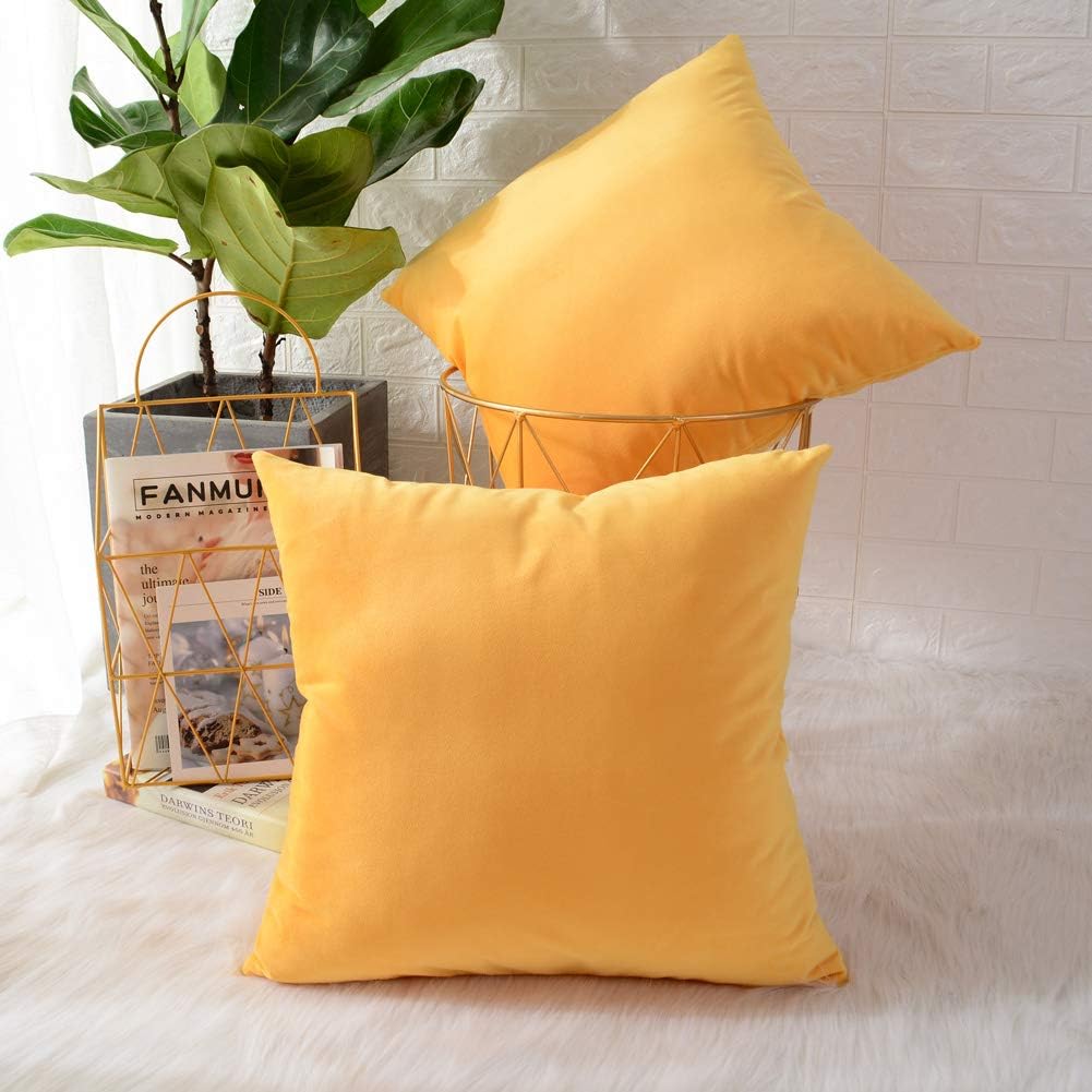 Pack of 2 Velvet Plain Decorative Cushions - 99 Bedding Store