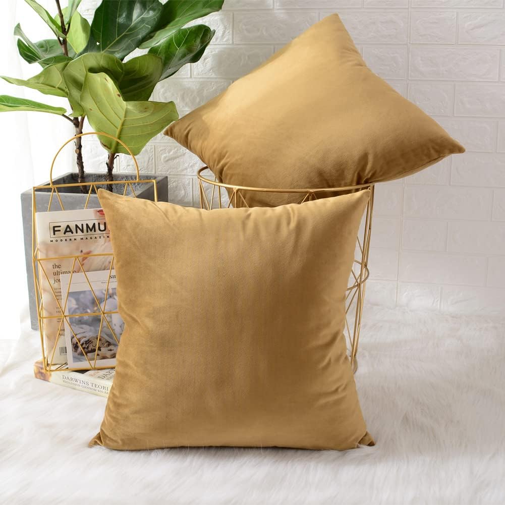 Pack of 2 Velvet Plain Decorative Cushions - 99 Bedding Store