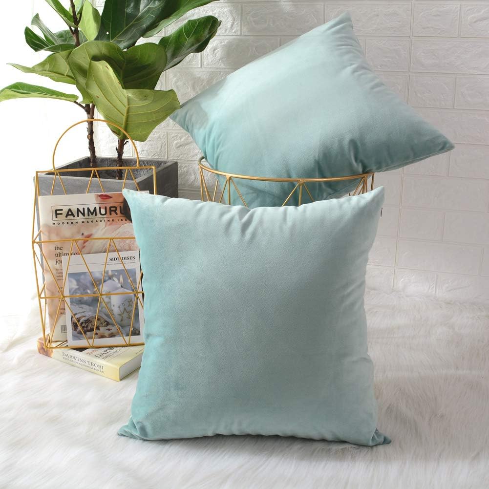 Pack of 2 Velvet Plain Decorative Cushions - 99 Bedding Store