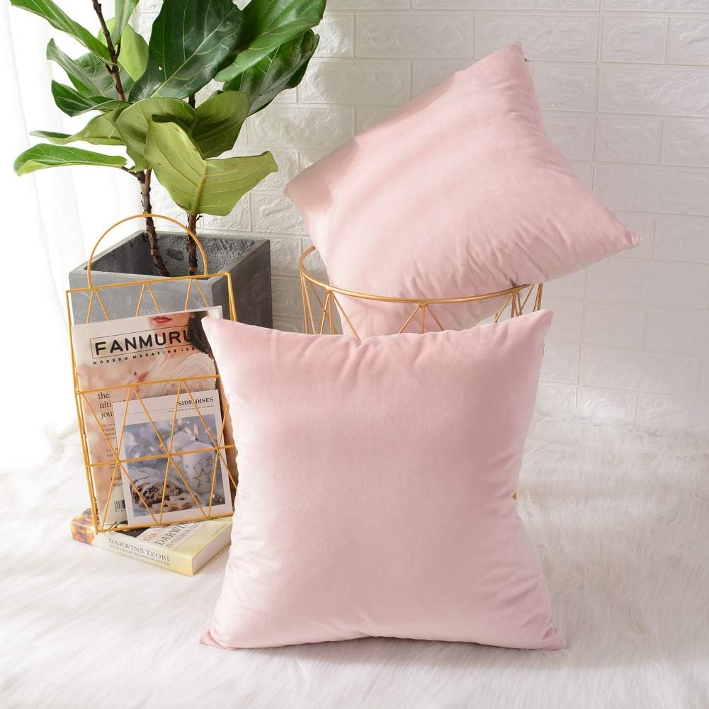 Pack of 2 Velvet Plain Decorative Cushions - 99 Bedding Store