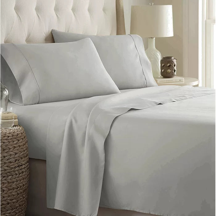 Plain Cotton Bed sheet Set -Silver - 99 Bedding Store