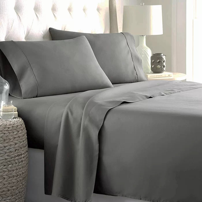 Plain Cotton Bed sheet Set -Grey - 99 Bedding Store