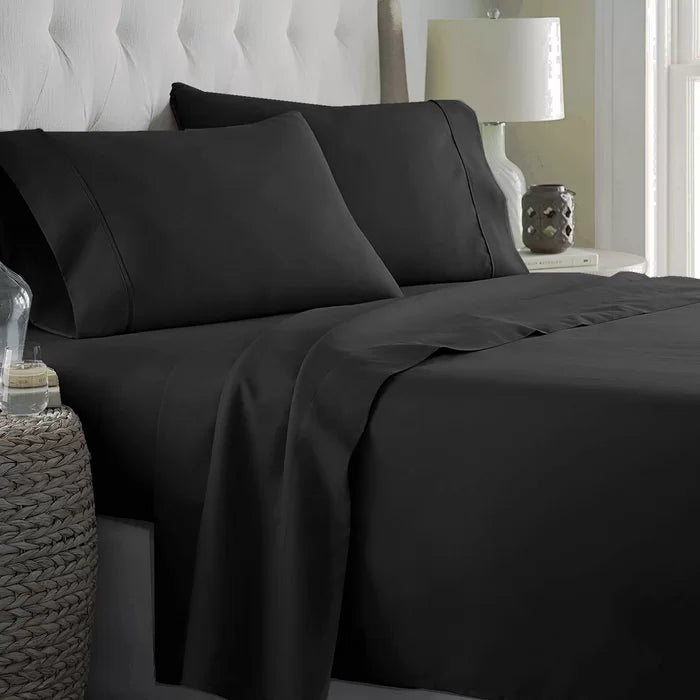 Plain Cotton Bed sheet Set -Charcoal Grey - 99 Bedding Store