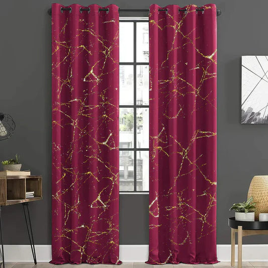 Glittered Velvet Textured Curtains Pair