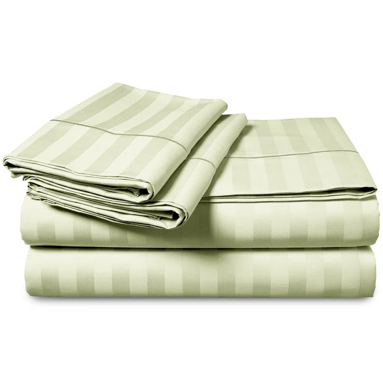 300 TC Luxury Hotel Style Strip Satin Bed sheet Set - 99 Bedding Store