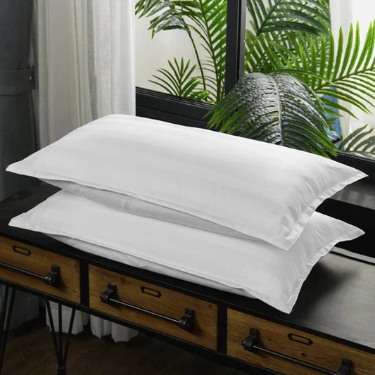 Luxury100% Egyptian Cotton Satin Stripe Duvet Cover Set White - 99 Bedding Store
