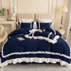 Plain Cotton Frilled Duvet Set -002