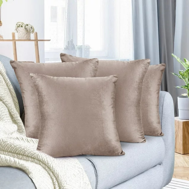 Pack of 4 Nestl Velvet Plain Decorative Cushions - 99 Bedding Store