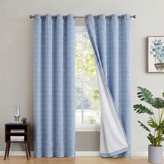 NORDIC BLUE PRINTED BLACKOUT CURTAIN
