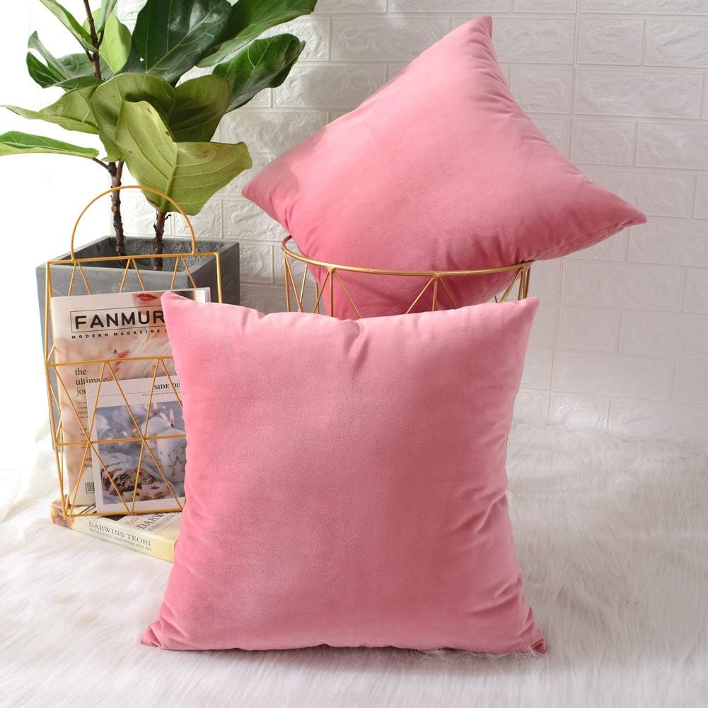 Pack of 2 Velvet Plain Decorative Cushions - 99 Bedding Store