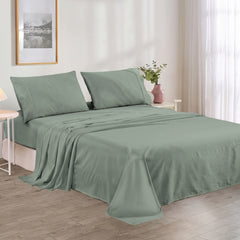 Plain Cotton Bed sheet Set - Sage Green
