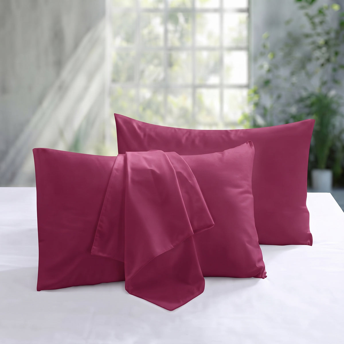 Plain Dyed Pillow Cover - Burgundy