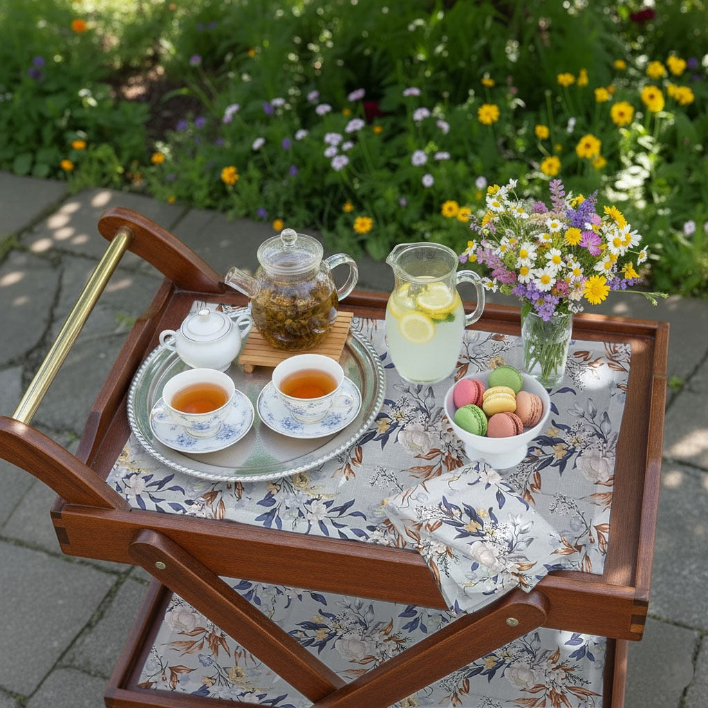 Printed Tea Trolley cover 9 Pcs Set- Summer Garden