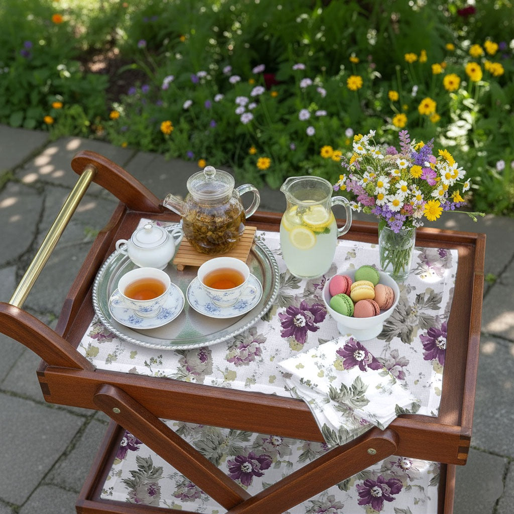 Printed Tea Trolley cover 9 Pcs Set - Broockblad Flowral