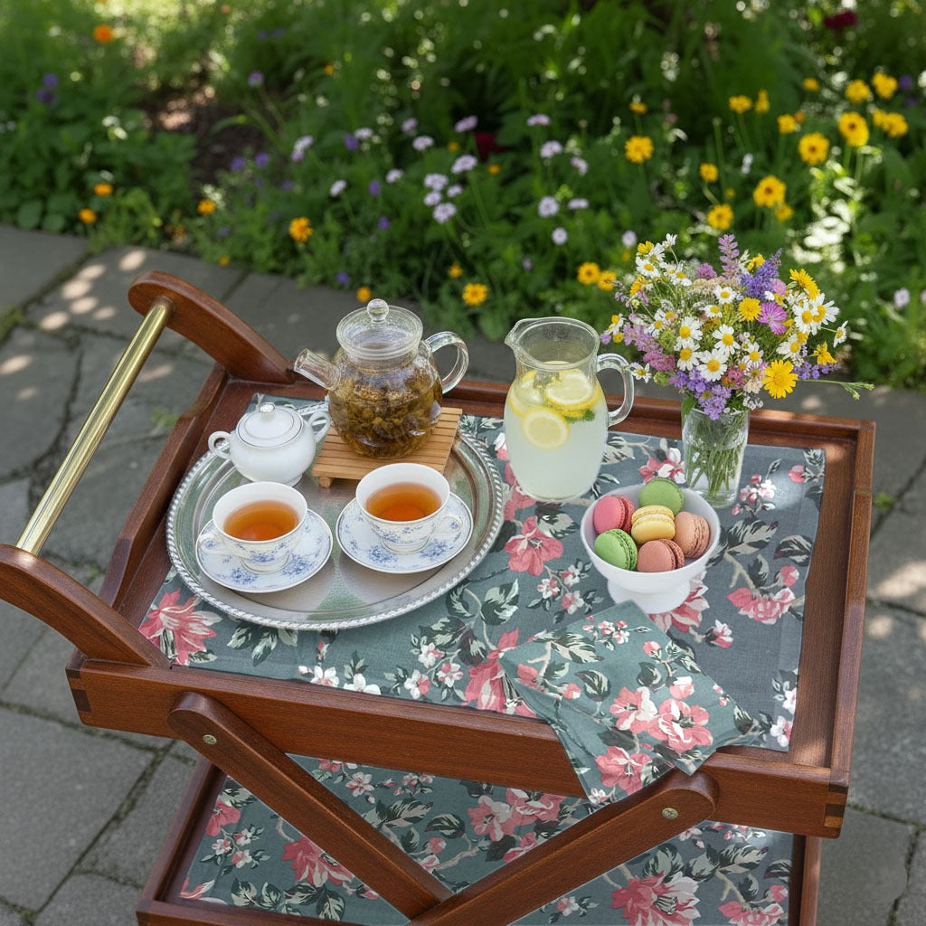 Printed Tea Trolley cover 9 Pcs Set - Flowrence