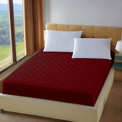 Quilted Waterproof Mattress Protector - Maroon Red