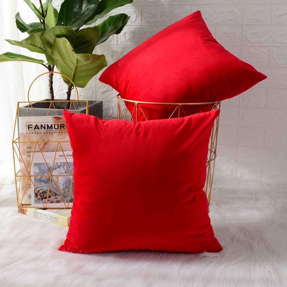 Pack of 2 Velvet Plain Decorative Cushions - 99 Bedding Store