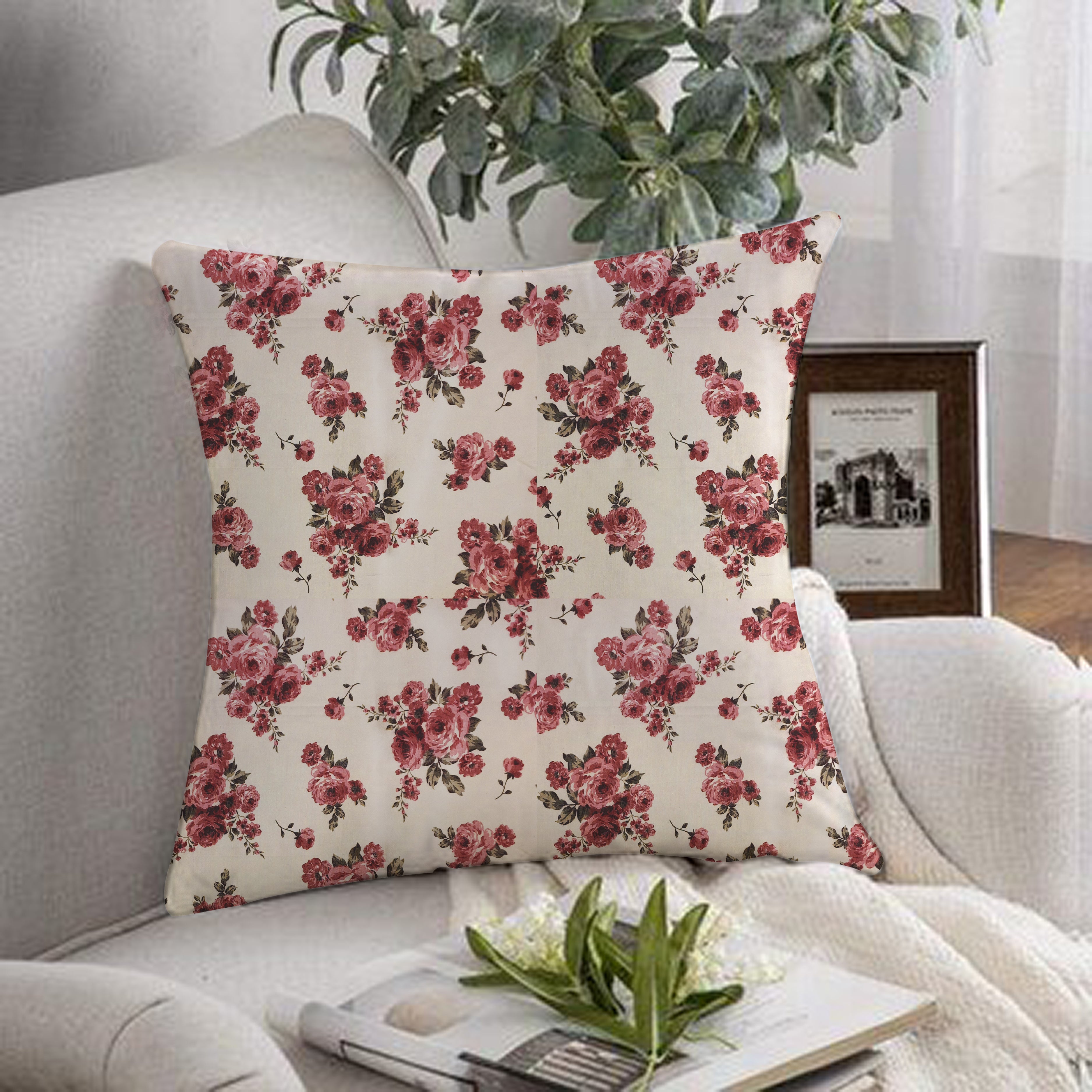 1 pc Printed Cushion Cover Rose Garden - 99 Bedding Store