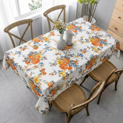 Decorative Printed Cotton Table cover - Rose Garden Beige